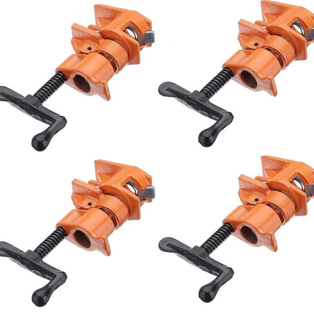 Y&Y Decor 4 Pack 3/4" Pipe Clamps for Wood Gluing, Heavy Duty Cast Iron, Professional Woodworking Tools