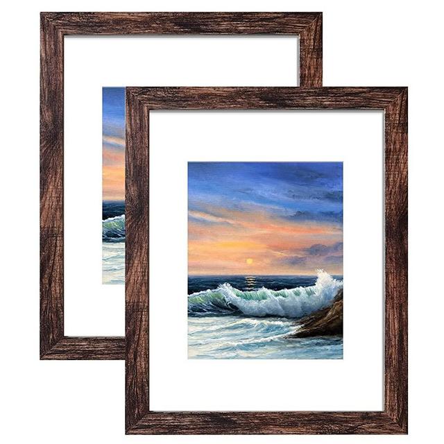 LUCKYLIFE 16x20 Frames, 16x20 Picture Frame for Wall, Display Pictures 11x14 with Mat or 16x20 without Mat, Pack of 2, Rustic Brown
