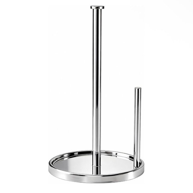 Paper Towel Holder Countertop, Standing Paper Roll Holder with Anti Slip Weighted Base, Stainless Steel Freestanding Paper Towel Holder for Kitchen, Chrome