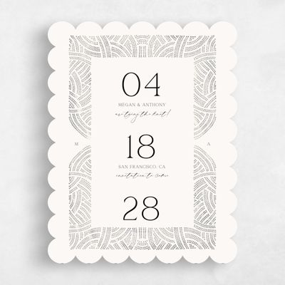 Grey Scalloped Wedding Save the Date - Belmont Portrait