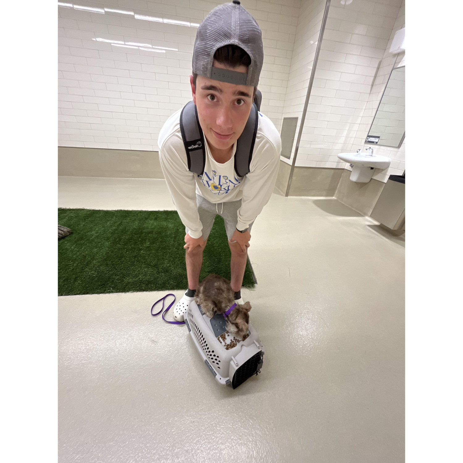 Feeding Oliver in the airport!