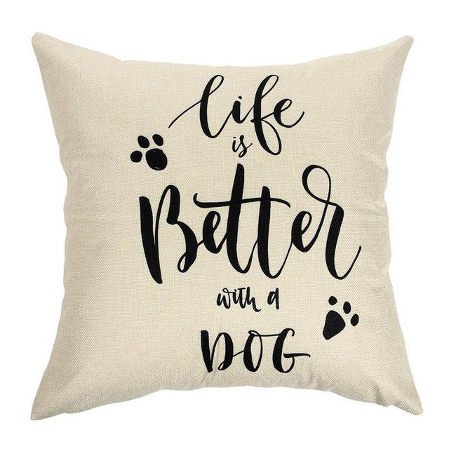 Ogiselestyle Unique Cushion Cover Life is Better with A Dog Lover Quote Sofa Simple Home Decor Throw Pillow Case Pillow Shams 18" x 18"