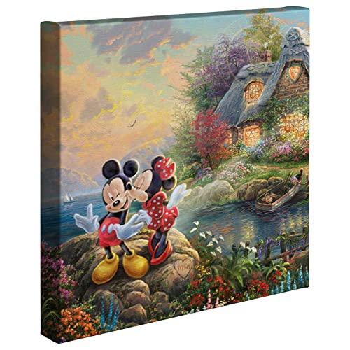 Thomas Kinkade Studios Disney's Mickey and Minnie Sweetheart Cove 14 x 14 Gallery Wrapped Canvas
