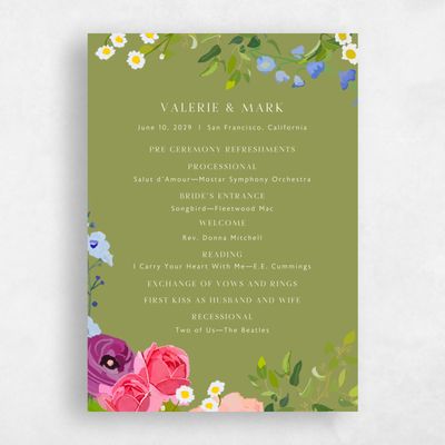 Marsh Green Wedding Program - Dicha