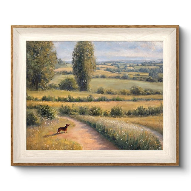VIYYIEA Framed Wall Art for Living Room, Dachshund Canvas Prints, Vintage Home Decor, Landscape Painting Picture, Bathroom Wall Decor Gifts for Friends or Family -【Graceful Life】-(12L x 10W)