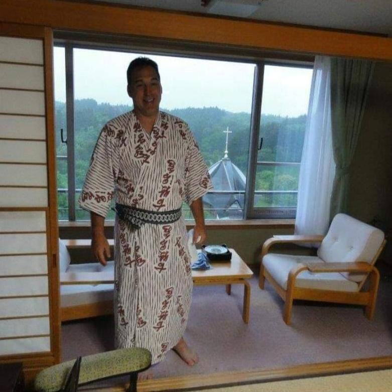 John-san, enjoying the onsen bath. Japan 2012.
