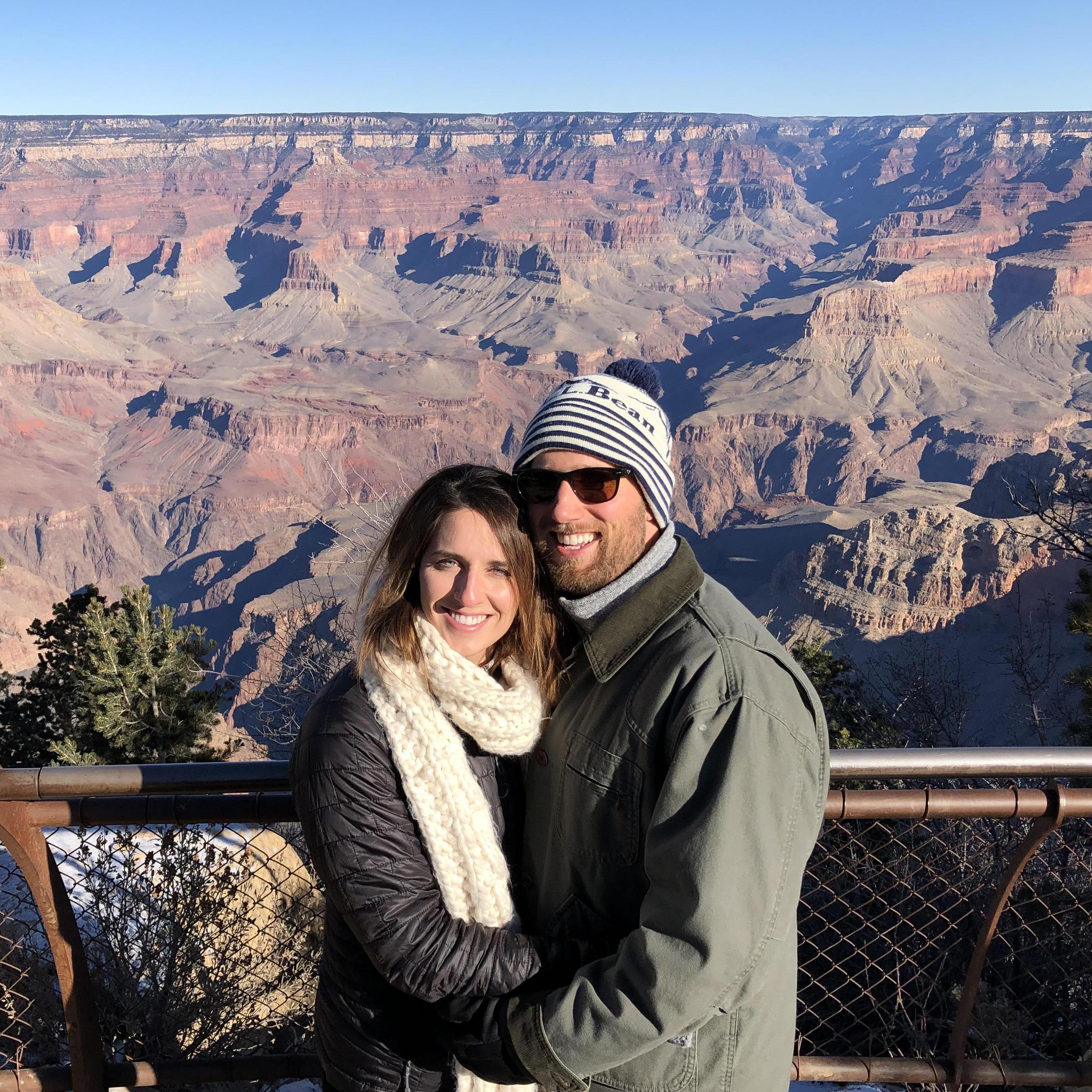 Trying to stay warm at the Grand Canyon!