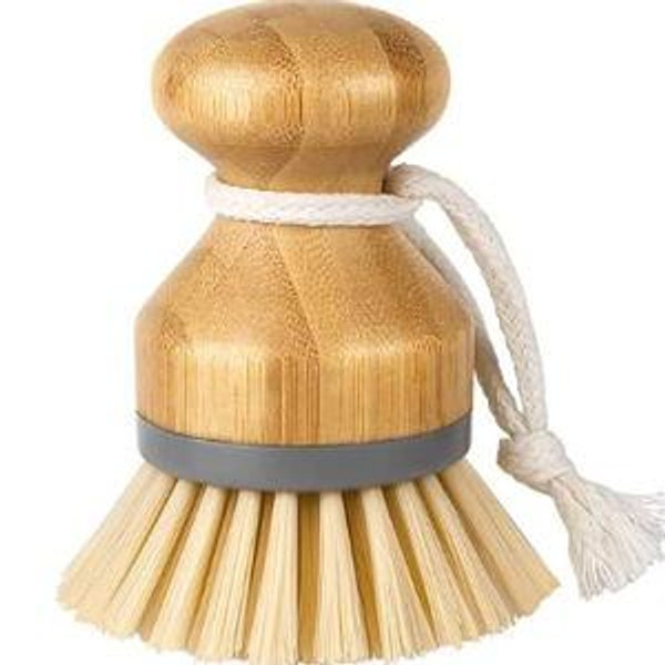 2 Bamboo Palm Brush, Scrub Brush for Dishes Pots Pans Kitchen Sink Cleaning, Pack of 2