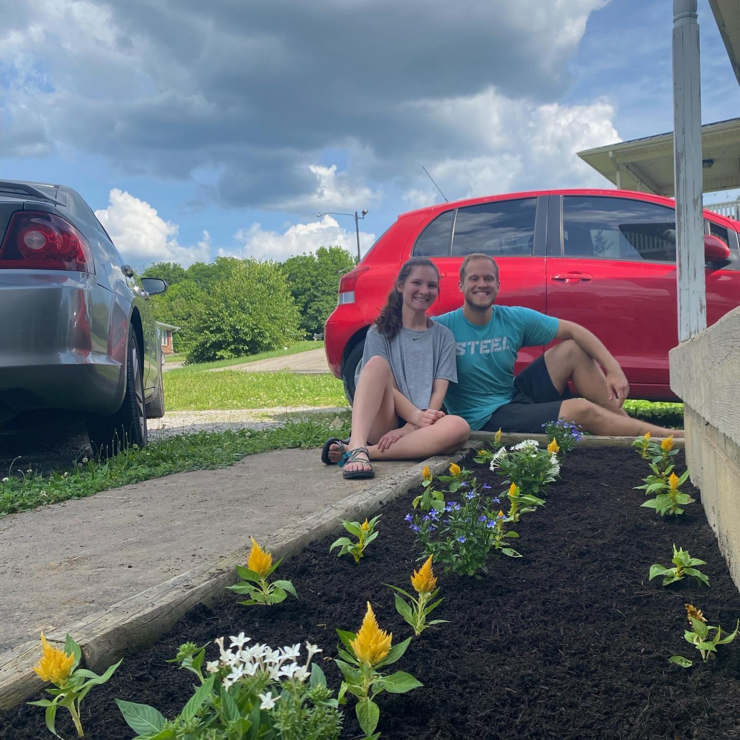 Our first day as boyfriend and girlfriend spent landscaping!
