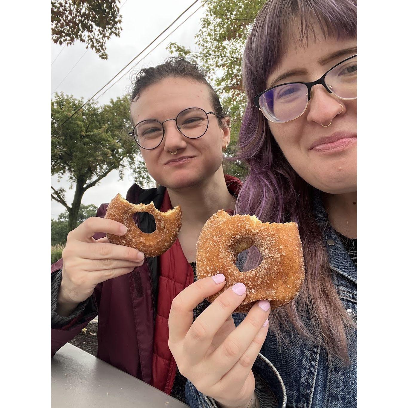 September 2024: we love to eat apple cider donuts in the fall