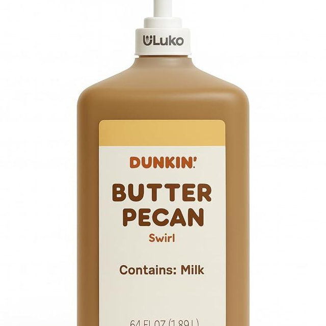 Dunkn Donnuts, Butter Pecan Coffee Syrup, 64 Oz Jug – Rich Flavor for Coffee, Desserts, Pancakes, Waffles, Milkshakes, Smooth and Sweet