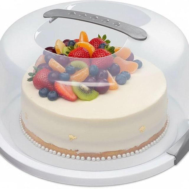 Extra Large Cake Carrier With Server – Cake Storage Container With Plate & Clear Dome Lid – Holds Up to 12 Inch 3-Layer Cake – Holder With Lid for Transporting Cakes, Pies & Desserts Christmas Gift