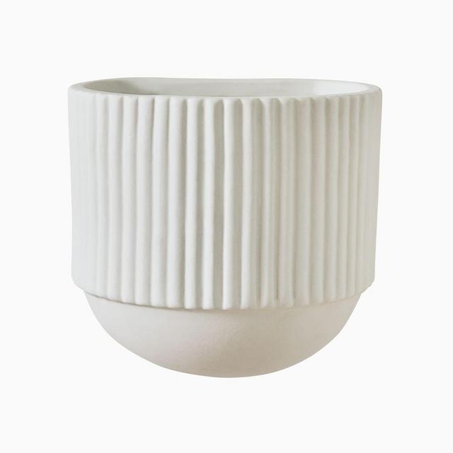Fluted Ceramic Wallscape Planter, Medium, 6.5"W x 5.5"D x 6.25"H, White