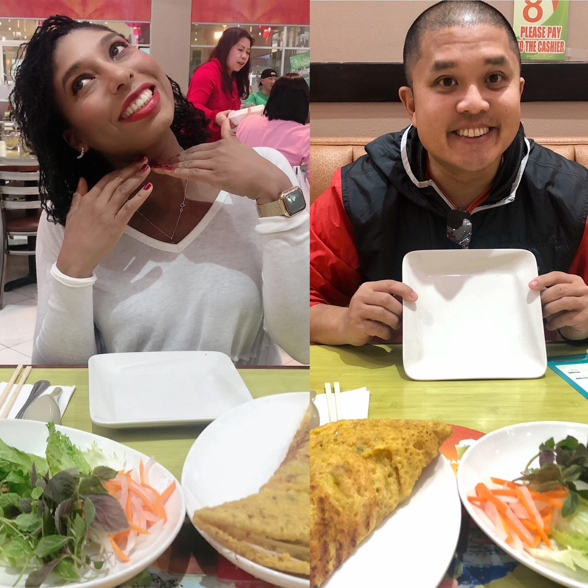 Trung introduced Kristin to Banh Xeo and it is now her absolute favorite Vietnamese dish.