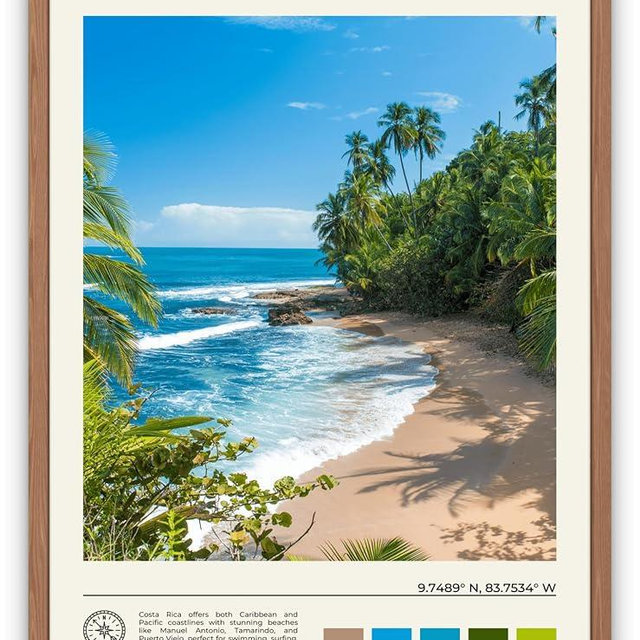 StudioUBILA Costa Rica Wall Art Poster, Decorative Cityscape Landscape Art Prints, Home Decor Wall Art Print for Bedroom Living Room Kitchen Decorations, Unframed