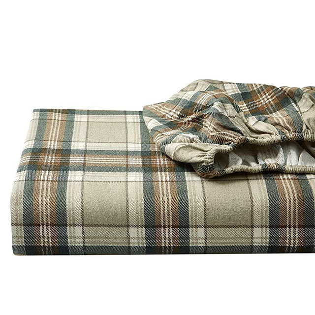 Eddie Bauer - Flannel Collection - 100% Premium Cotton Bedding Sheet Set, Pre-Shrunk & Brushed For Extra Softness, Comfort, and Cozy Feel, Queen, Edgewood Plaid