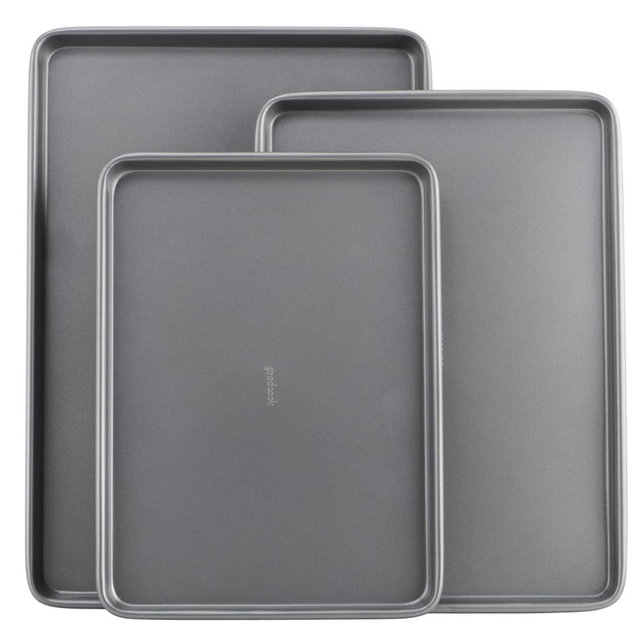 GoodCook Everyday Nonstick Carbon Steel Baking Sheet Set, 3 Pack – Small 13” x 9”, Medium 15” x 10”, Large 17” x 11” – Carbon Steel Cooking Pans, Cookie Sheet Bakeware Set