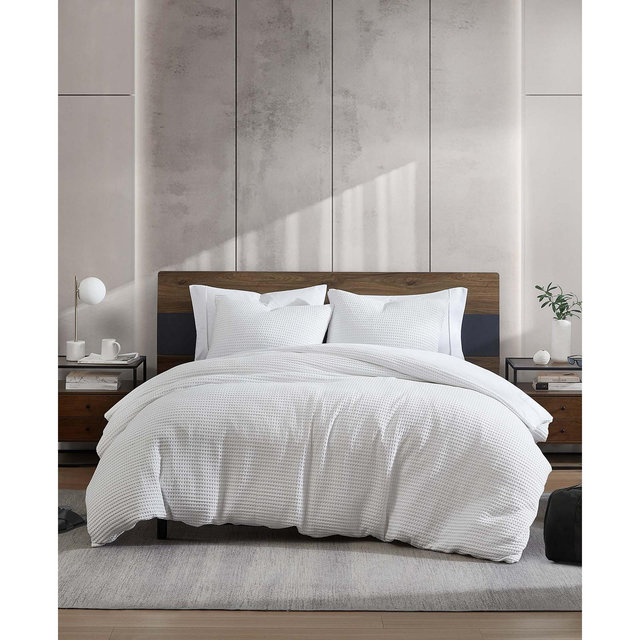 Kenneth Cole New York Solid Waffle 3 Piece Duvet Cover Set, King