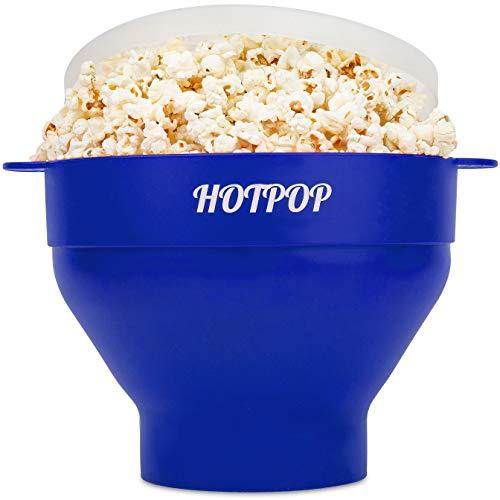 The Original Hotpop Microwave Popcorn Popper, Silicone Popcorn Maker, Collapsible Bowl Bpa Free and Dishwasher Safe - 12 Colors Available (Blue)