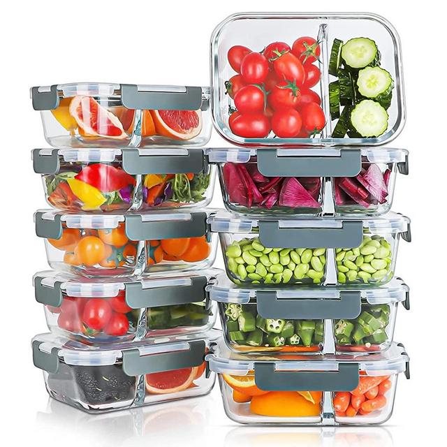 SWOMMOLY Expandable Food Storage Container Lid Organizer, Includes 6  Adjustable Dividers, 30 Preprinted and Blank Writable Labels, White