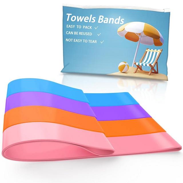 UHUZZ Towel Bands for Cruise & Beach Chairs - Cruise & Beach Pool Chairs Ship Essentials - Must Haves Alternative to Beach Towel Clips - Vacation Towel Bands Accessory Gifts - Thicken 4 PCS
