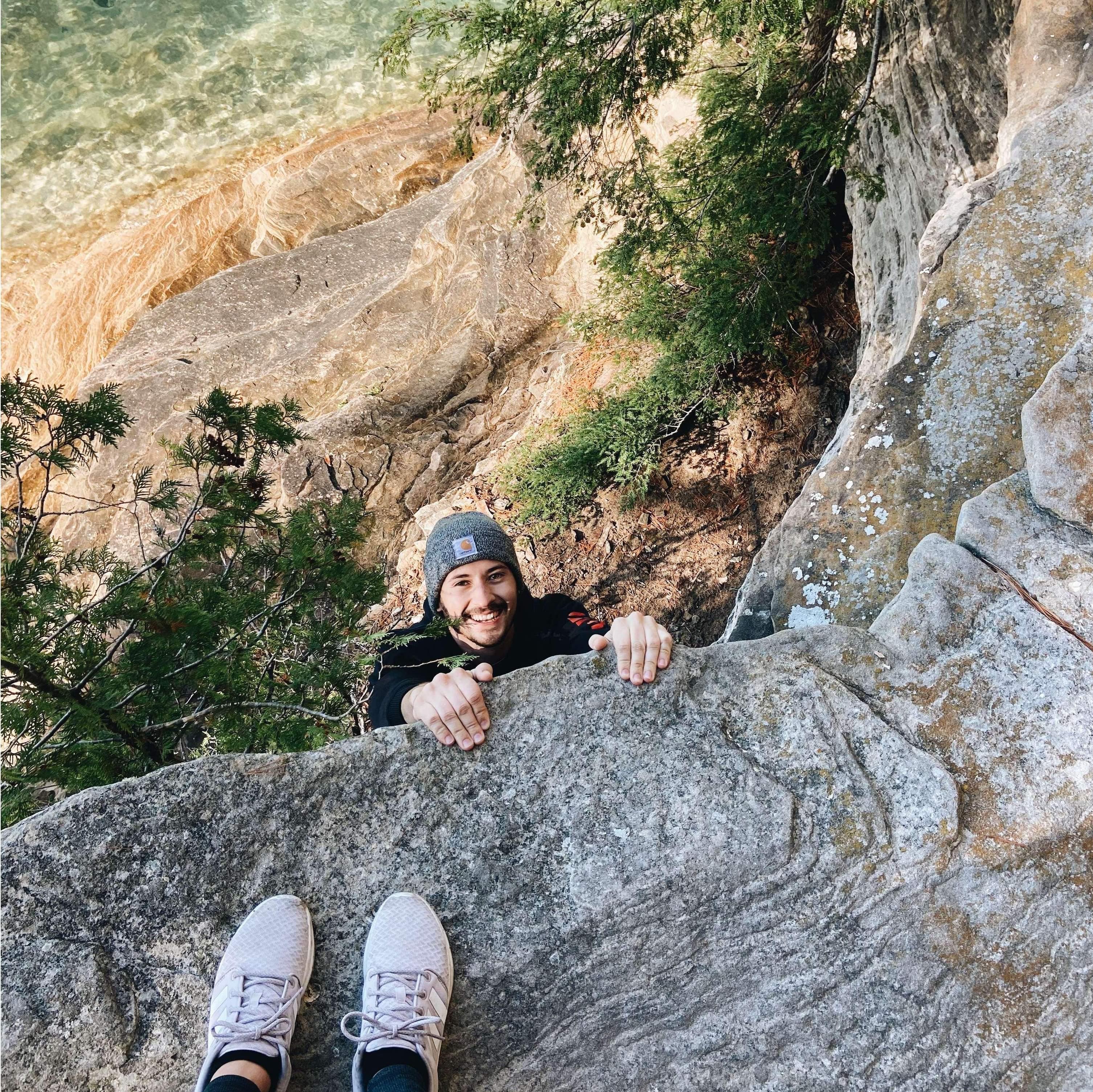 He's always climbing stuff