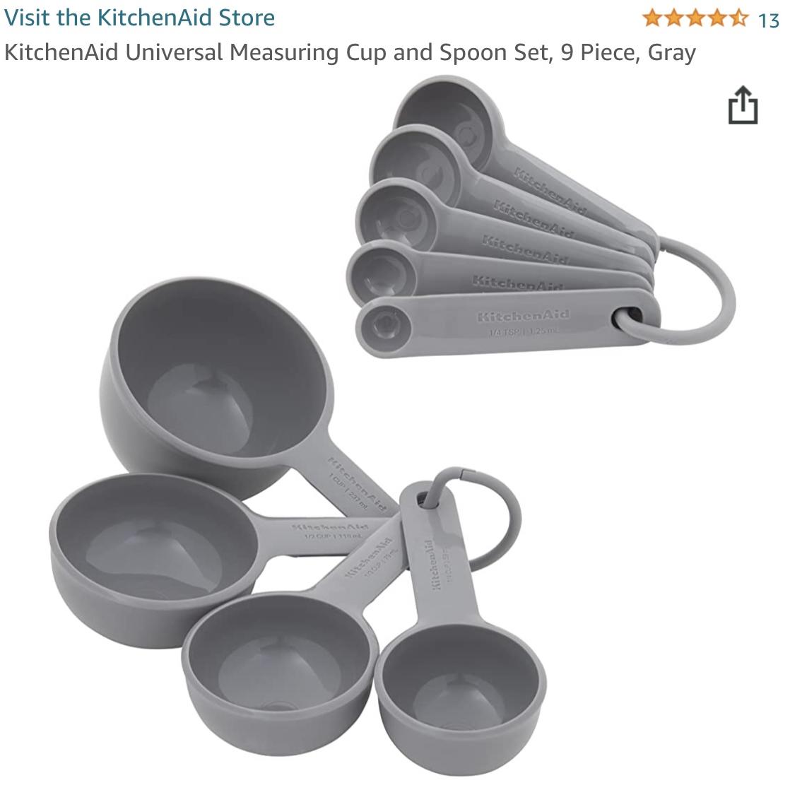 Amazon.com: KitchenAid Measuring Cup and Spoon Set: Gray