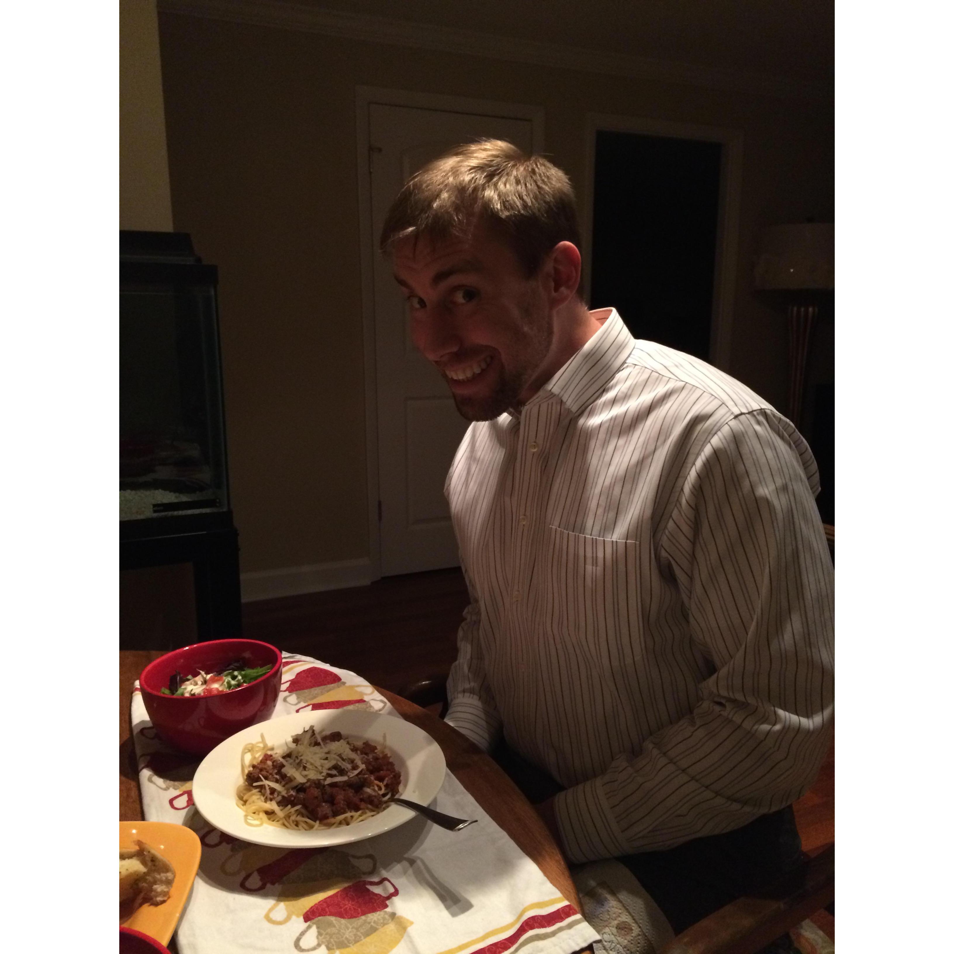 First dinner in our first apartment