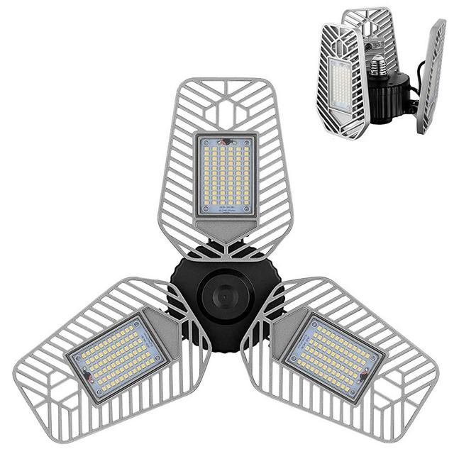 LZHOME LED Garage Lights, Deformable LED Garage Ceiling Lights 9000 Lumens, 82W CRI 80 Led Shop Lights for Garage, Adjustable Garage Lights, Led Garage Lighting (No Motion Activated) (1-Pack)