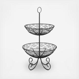 Mediterranean Two-Tiered Footed Fruit Basket