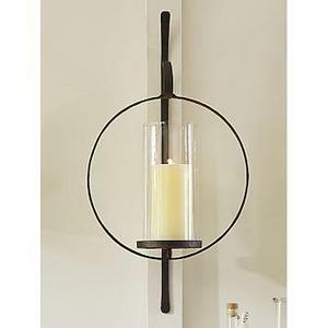 Artisanal Circular Wall-Mount Candle Sconce, Iron