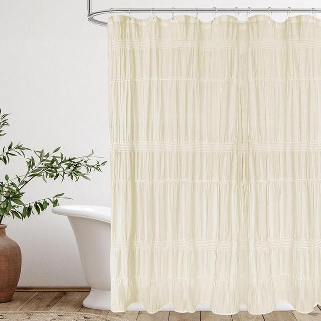 Seasonwood Beige Shower Curtain Cotton Shower Curtain Rustic Farmhouse Shower Curtain Neutral Bathroom Shower Curtain,Beige/Cream 72 x 72