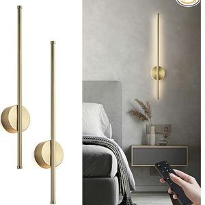 Battery Operated Modern Wall Sconces, Dimmable Wireless Wall Light Set of Two with Remote Control, 3 Color Temperatures, Rechargeable LED Wall Sconce for Bedroom, Living Room, Hallway, 23.6 Inch (Brass)