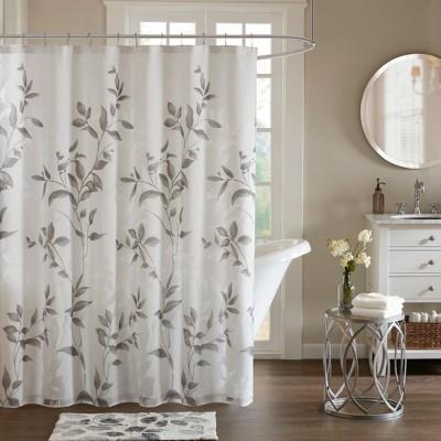 Shower Curtain Leaf Gray