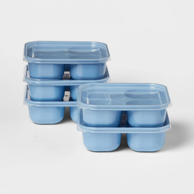 10pc Plastic Divided Snack Food Storage Container Set Blue - Room Essentials™