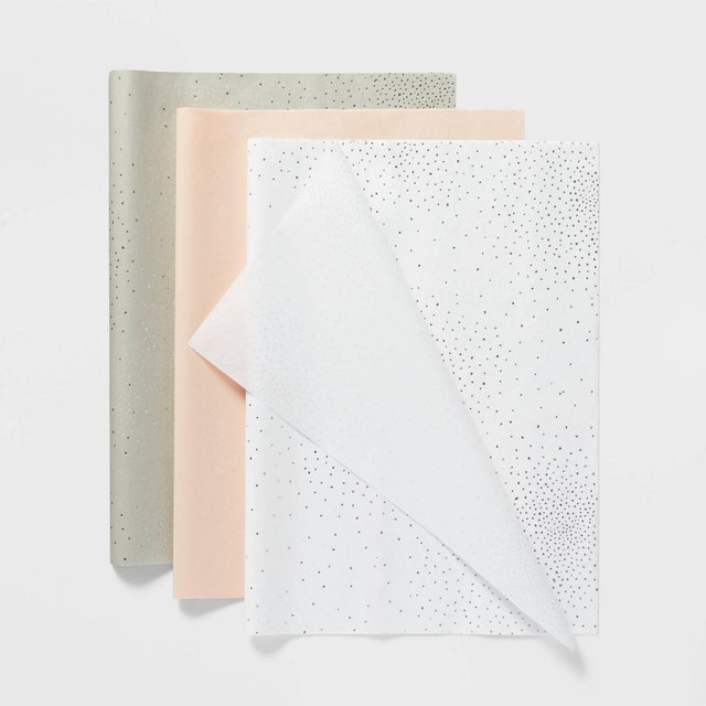 20ct Foil Dots Gift Wrap Tissue Gray/Pink/White - Spritz™: Wrapping Tissue for All Occasions, 20 Sheets