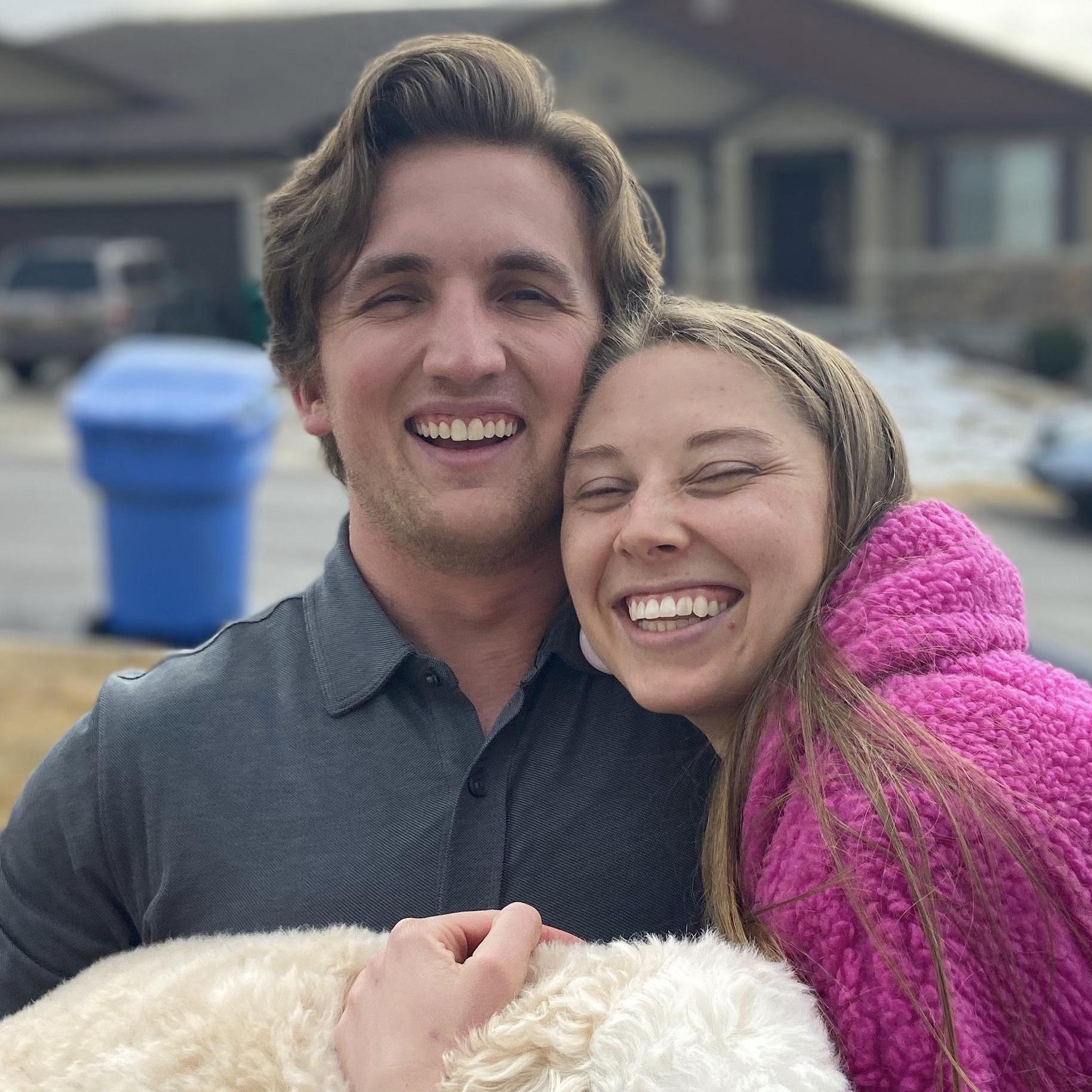 A photo snapped just before I took Dean to the airport, heading off to visit Montana just after we'd decided to get married but before he proposed.