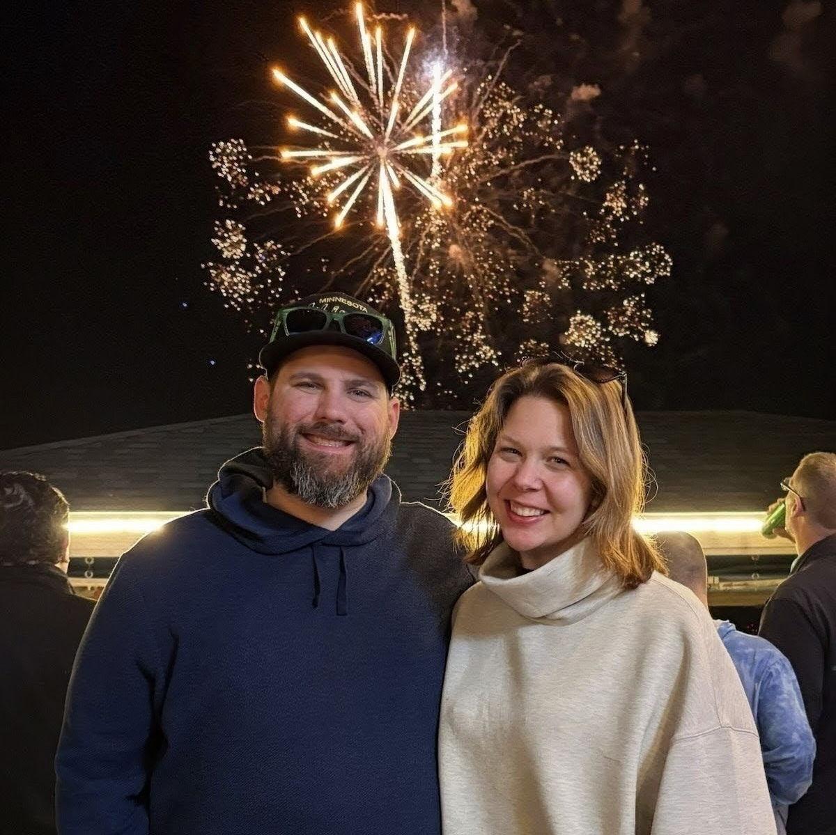 Kicking off our wedding year with fireworks in South Padre Island — New Year’s Day 2026.