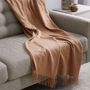Mongolian Cashmere Throw in Camel