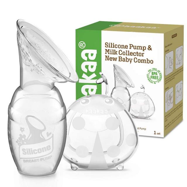 haakaa Silicone Breast Pump and Ladybug Breast Shells Combo for Breastfeeding Moms to Collect Breast Milk| Pumping and Nursing| Portable Breastmilk Catcher(pump-4oz/100ml,1pk; shell-2oz/75ml,1pk)