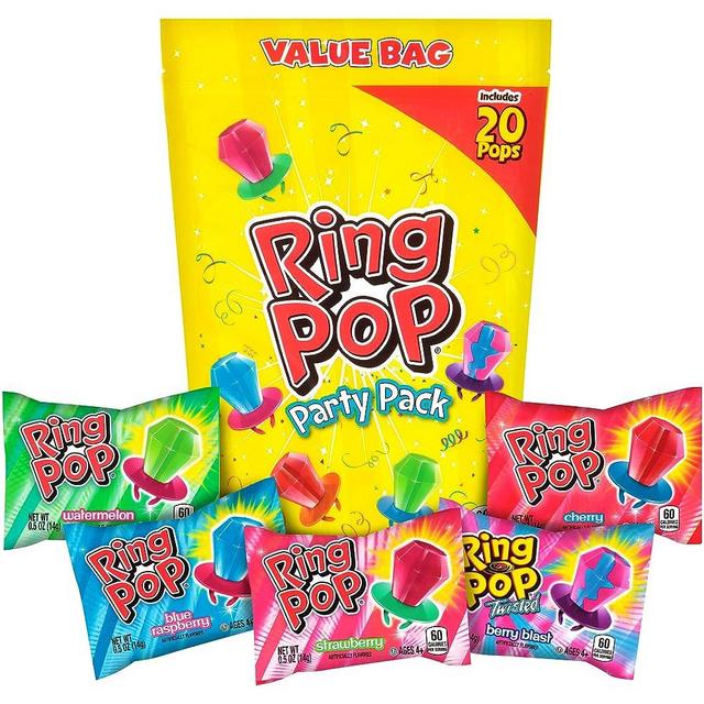 Ring Pop Bulk Candy Lollipop Variety Party Pack -20 Count Lollipops w/ Assorted Flavors - Fun Candy For Birthdays, Party Favors, Pool Parties, 4th of July & Summer Fun - Summer Treats Loved by Kids