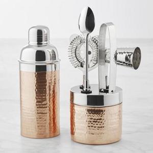 Williams Sonoma Hammered Copper Cocktail Shaker & Bar Tools Set