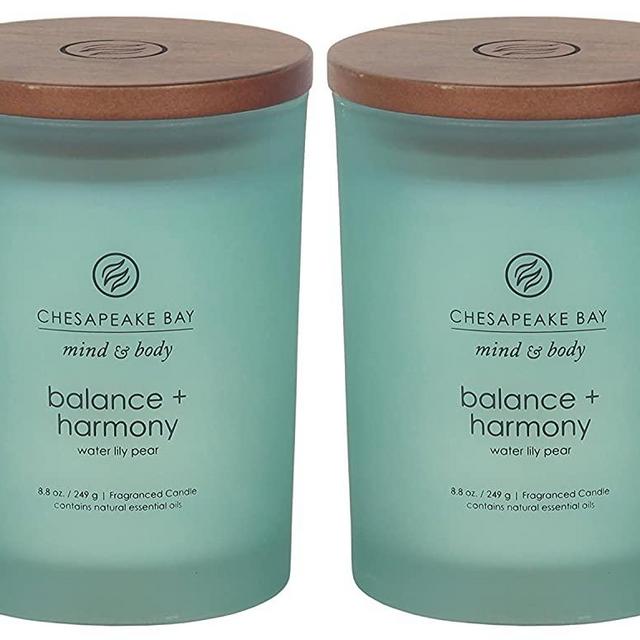 Chesapeake Bay Candle Scented Candles, Balance + Harmony (Water Lily Pear), Medium (2-Pack)