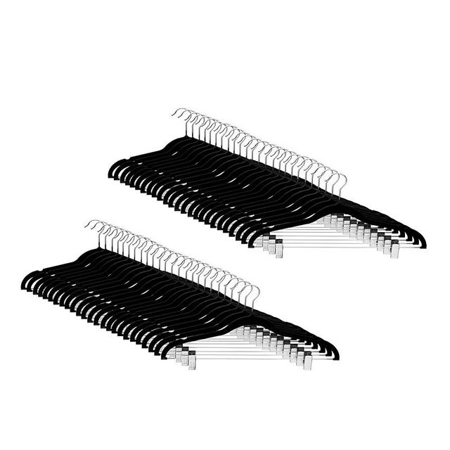 Amazon Basics Velvet Skirt Hangers with Clips, 50-Pack, Black