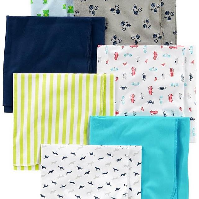 Simple Joys by Carter's Baby Boys 7-Pack Flannel Receiving Blankets, Blue/White, One Size