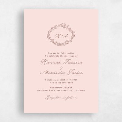 Blush, Pink Wedding Invitation - Leda Portrait