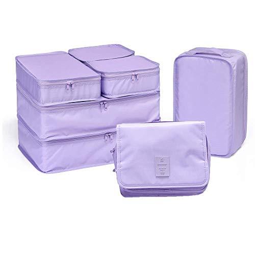 Travel Packing Cubes 7 Set, JJ POWER Luggage Organizers with toiletry kit shoe bag