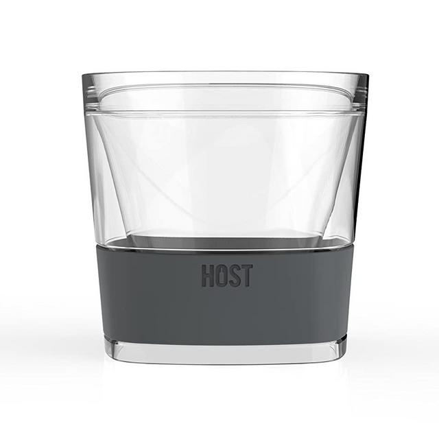 Host Freeze Cooling Cups for Whiskey, Bourbon, and Scotch Freezer Gel Chiller Double Wall Tumblers, Set of 2, Grey