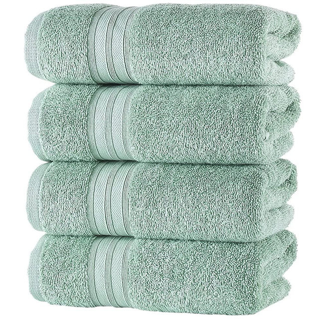 Hammam Linen Light Green Hand Towels 4-Pack - 16 x 30 Turkish Cotton Premium Quality Soft and Absorbent Small Towels for Bathroom