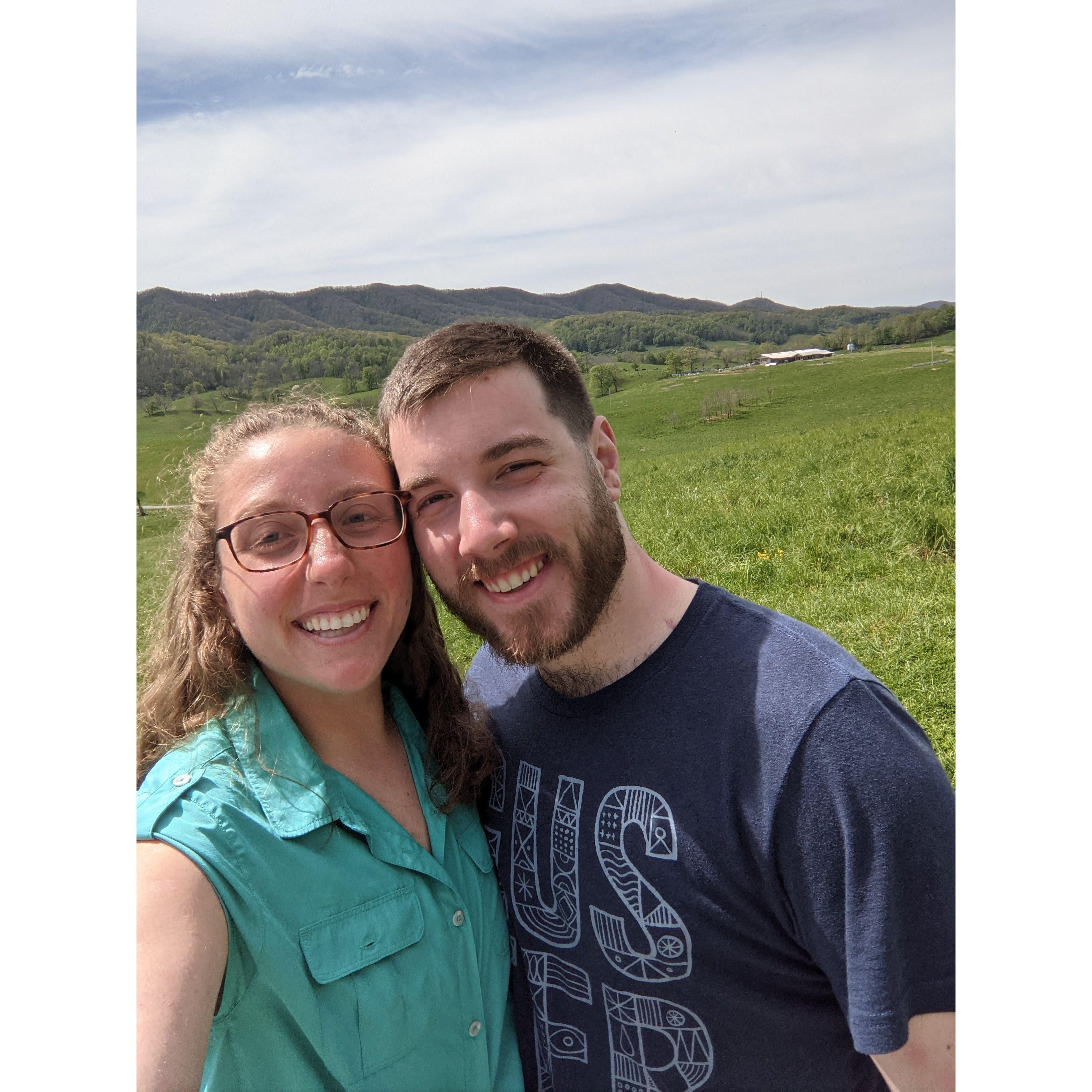 Outside our cute remote cabin in VA